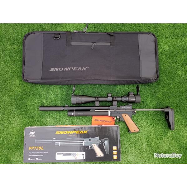 PACK COMBIN-10 ! Pistolet Snowpeak PP750L 4,5mm + Lunette Spike 4-16 x 40 AO Mildot Ret Ilumin
