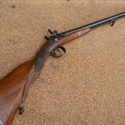 FUSIL  CHASSE  POUDRE NOIRE A PISTON , CANONS DAMAS   A RUBANS ,PLAQUE DE COUCHE OUVRANTE calibre 16
