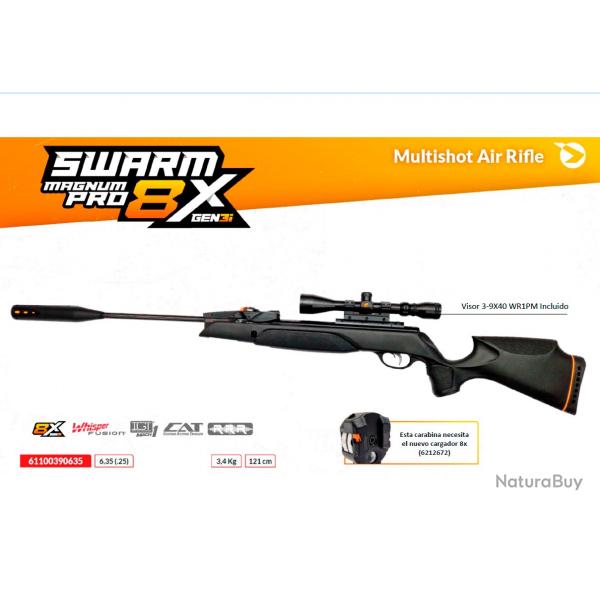 NOUVEAUT 2025 ! Gamo Swarm Magnum  IGT PRO 8X Gen3i + Lunette 3-9X40WR. Cal.6,35 mm 19,9 joules