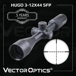 Vector Optics Hugo Lunette de visée 3-12x44 Varmint Réglage 1/4 MOA, Parallaxe 10m-infini