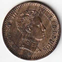 Pièce de Monnaie Espagne 2 centimos Alphonse XIII cadet   Superbe et Recherchée