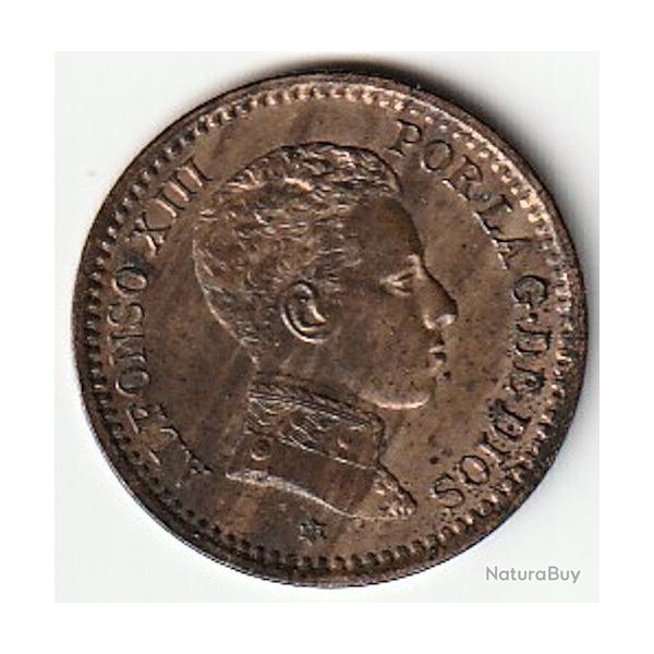 Pice de Monnaie Espagne 2 centimos Alphonse XIII cadet   Superbe et Recherche