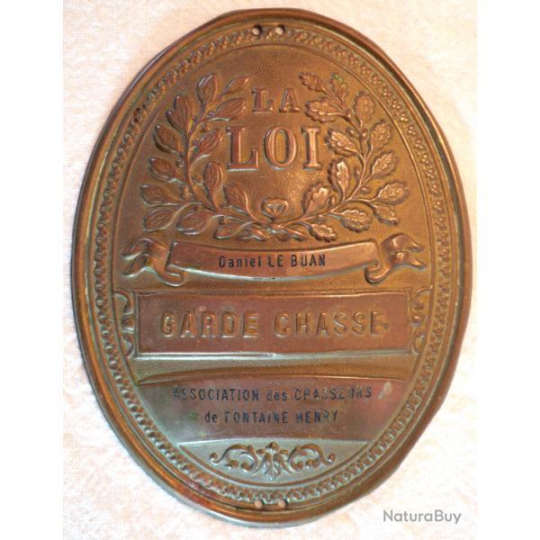 Plaque de garde chasse Fontaine Henry Calvados XIX LAN25GAR001