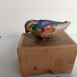 jouet oiseaux en métal blanc 1968 fonctionne avec clef longueur 7,5 cm hauteur 4 cm