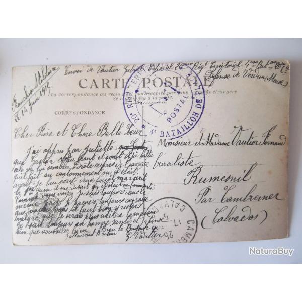 carte postale franchise militaire dfense de Verdun 1915 document