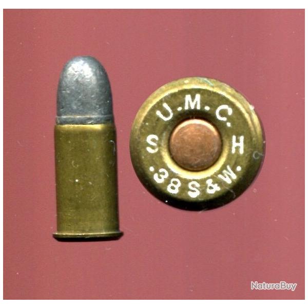 .38 S&W - Rare tui UMC Solid Head - marquage : U.M.C. S H  .38 S&W - balle plomb - amorce cuivre