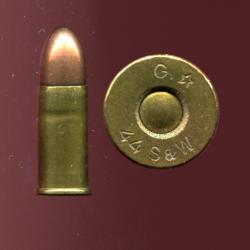 .44 S&W Russian  - marquage : G.* 44 S&W - étui laiton - balle plomb chemise cuivre