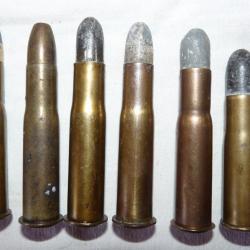 Lot de 6 cartouches d'époque calibre 11 mm Gras 1874 en bon état (voir photo)