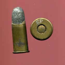 9 mm Nagant Belge Ecole de Pyrotechnie - marquage : EP - balle plomb - étui laiton - amorce laiton