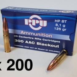200 cartouches Partizan .300 Blackout AAC 125 grs HP BT