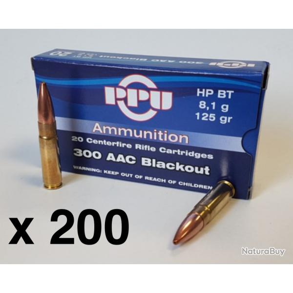 200 cartouches Partizan .300 Blackout AAC 125 grs HP BT