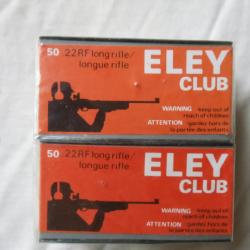 Boîtes de 50 cartouches de calibre 22 RFlong rifleELEY club