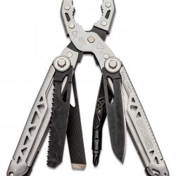 Pince Outil Multifonction Gerber Dual-Force Lame Acier Argent et Noir Tournevis Scie Etui G1721