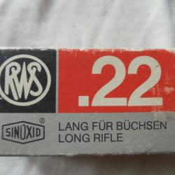 1 Boîte de 50 cartouches  de calibre 22 long rifle RWS.