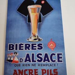 PLAQUE MÉTAL VINTAGE  "BIERES ANCRE PILS,ALSACE"