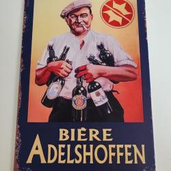 PLAQUE MÉTAL  VINTAGE "BIERE ADELSHOFFEN"