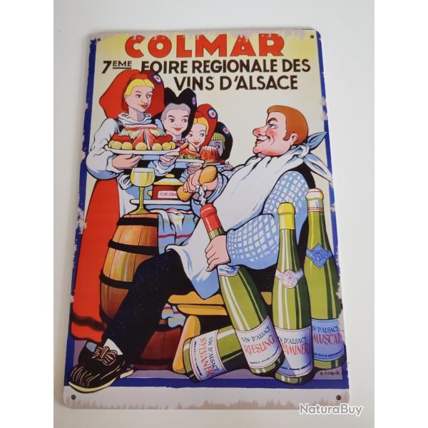 PLAQUE MTAL VINTAGE  "FOIRE AUX VINS DE COLMAR"