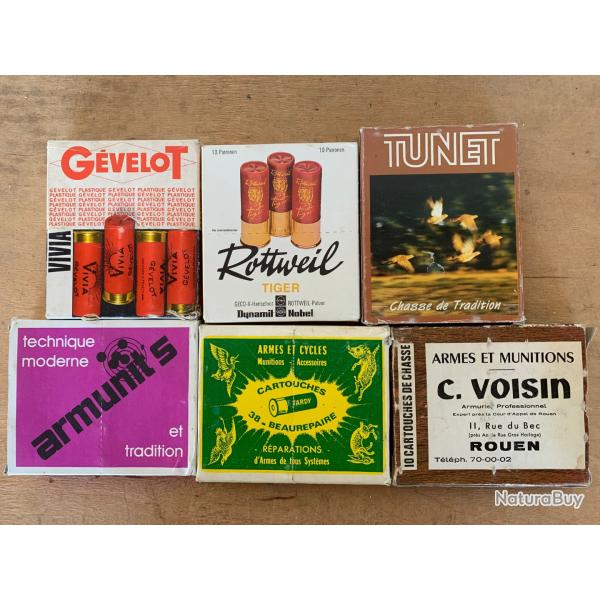 Lot de 6 botes de cartouches cal 12.
