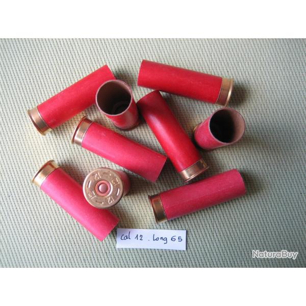 100  Douilles  carton  cal 12  couleur  rouges  longueur  65 mm  trs bon tat