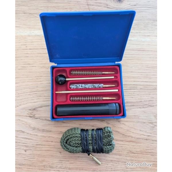 KIT COMPLET NETTOYAGE ARMES DE POING 22LR COFFRET BAGUETTE ET BROSSES + CORDON TYPE SNAKE