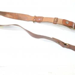 Baudrier / sangle de ceinturon avec passants coulant d'officier Français - WW1 / WW2 cuir marron (R)