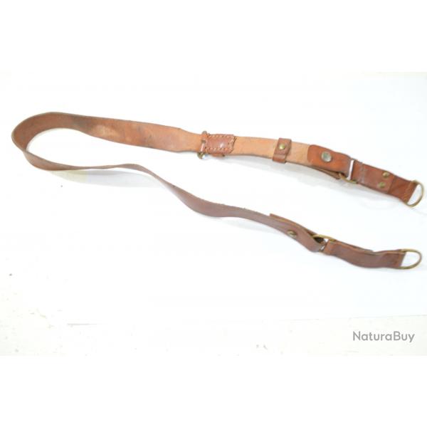 Baudrier / sangle de ceinturon avec passants coulant d'officier Franais - WW1 / WW2 cuir marron (R)