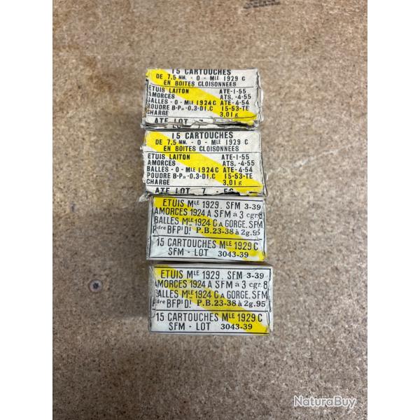 Lot de 60 munitions 7,5x54mas d'origine