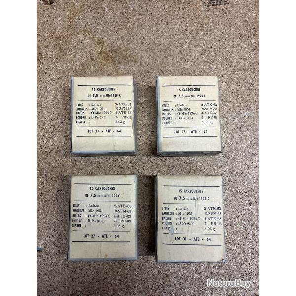 Lot de 60 cartouches 7,5x54 mas boite d'origine