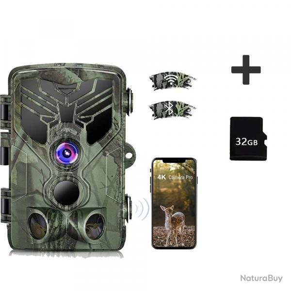 Camra de chasse et de sentier en direct Wifi830pro-32G 4K