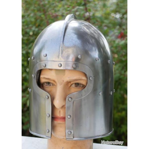 Heaume casque mdival barbute ITALIE en acier du XIV - XV sicle - ref EBR24CSQ012