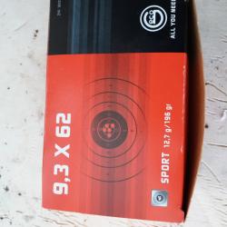1 boite neuve de 50 munitions Geco sport calibre 9,3 X 62 12,7 grammes ou 196 grains