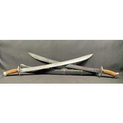 DOUBLE SABRE DAO OX TAIL CHINOIS,DYNASTIE QING, PERIODE BOXER (ANNEES 1900) KUNG FU