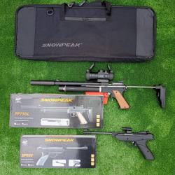PACK COMBINÉ-16 ! Pistolet PCP Snowpeak PP750L C. 4,5 mm + Sac + Lunette Point Rouge + SP500 4,5 mm