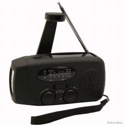 RADIO SOLAIRE D'URGENCE + POWERBANK ET LAMPE TORCHE - NOIR - LIVRAISON GRATUITE