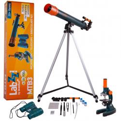 LEVENHUK - LABZZ MTB3 - Pack 3 en 1 Télescope, Microscope et Jumelles Enfant