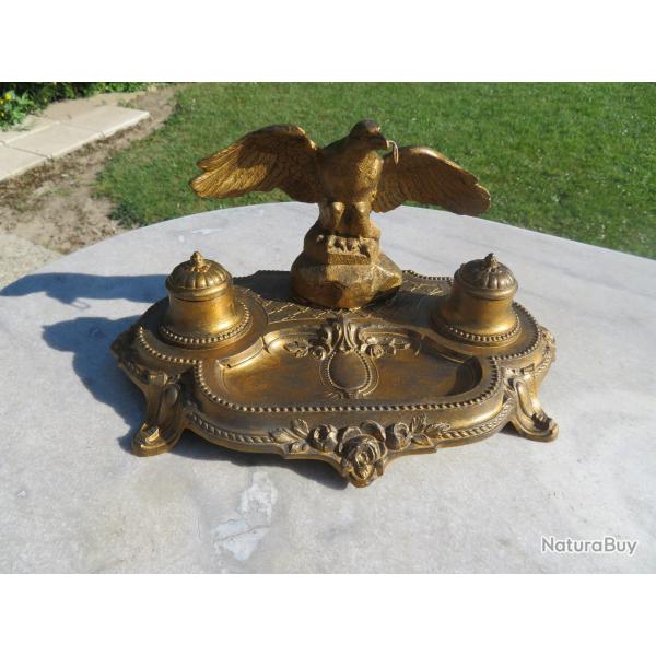 Ancien grand encrier double formant porte-montre reprsentant un aigle - FRANCE (Fin XIX)