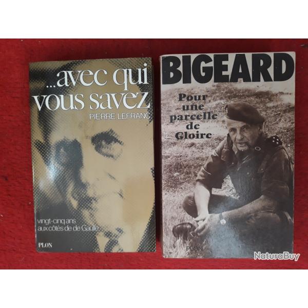 deux ouvrages biographie histoire de vie du general de gaulle & Bigeard pour une parcelle de gloire