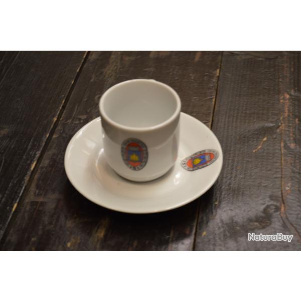 Tasse soucoupe caf expresso de mess 151 Rgiment d'infanterie RI METZ insigne. On ne passe pas