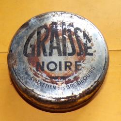 BOITE DE GRAISSE NOIRE POUR CHAUSSURES MILITAIRES DE L'ARMEE FRANCAISE , DATE 1966 , FABRICATION FRA