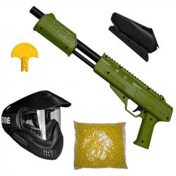 Blaster Enfants Marqueur Gotcha Gun / Fusil cal. 50 (0.5 J) incl. Chargeur, Masque & 500 Paintballs 