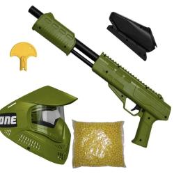 Blaster Enfants Marqueur Gotcha Gun / Fusil cal. 50 (0.5 J) incl. Chargeur, Masque & 500 Paintballs 