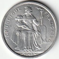 Pièce de Monnaie Polynésie française 2 francs sans IEOM 1965   recherchée