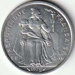 Pièce de Monnaie Polynésie française 2 francs  IEOM 1979   recherchée