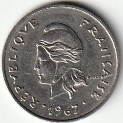 Pièce de Monnaie Polynésie française 10 francs sans IEOM 1967