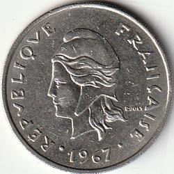 Pièce de Monnaie Polynésie française 20 francs Sans  IEOM 1967