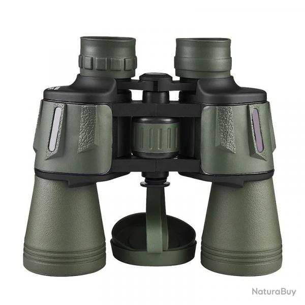 Jumelles militaires 20x50 HD BAK4 Longues Portes Etanches IPX4 pour Camping Chasse Observation Vert