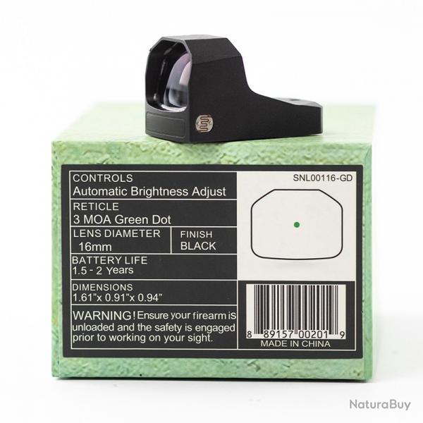 Vise originale Sentinel Reflex Red Dot 1x16 Auto Green Dot- LIVRAISON GRATUITE PAIEMENT 3/4 FOIS