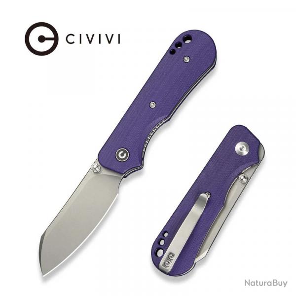Couteau CIVIVI Crabby Purple Lame Sheepsfoot Acier 14C28N Manche G10 KIVT Linerlock CIVC240552