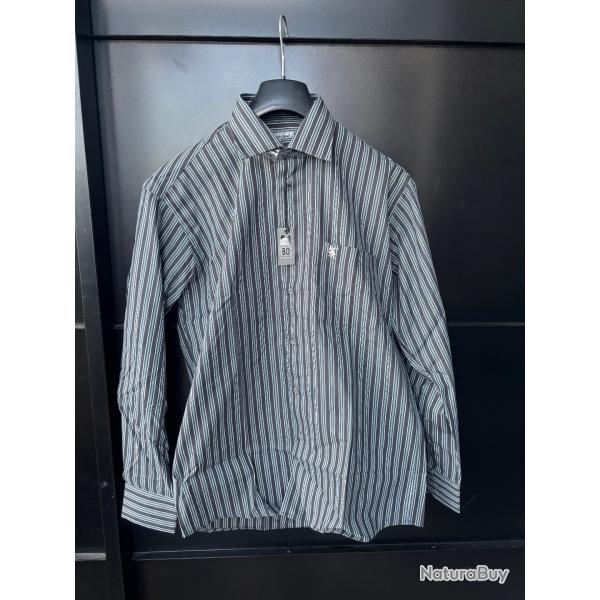 CHEMISE B.O BANDE ORIGINALE A RAYURE BLEU ET GRISE NEUVE DESTOCKAGE CHASSE ENCHERE TAILLE M
