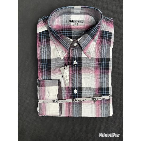 JOLIE CHEMISE NEUVE ROSE ET GRISE B.O BANDE ORIGINALE TAILLE M DESTOCKAGE CHASSE ENCHERE